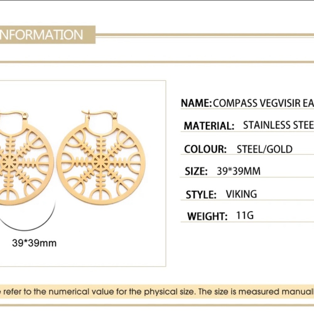 NEW Aegishjalmr/ Helm of Awe Viking Norse Silver Stainless Steel Dangle Earrings - Picture 3 of 3